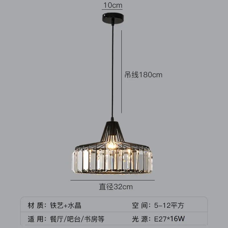 Crystal chandelier ceiling lamp in black or gold with LED light.