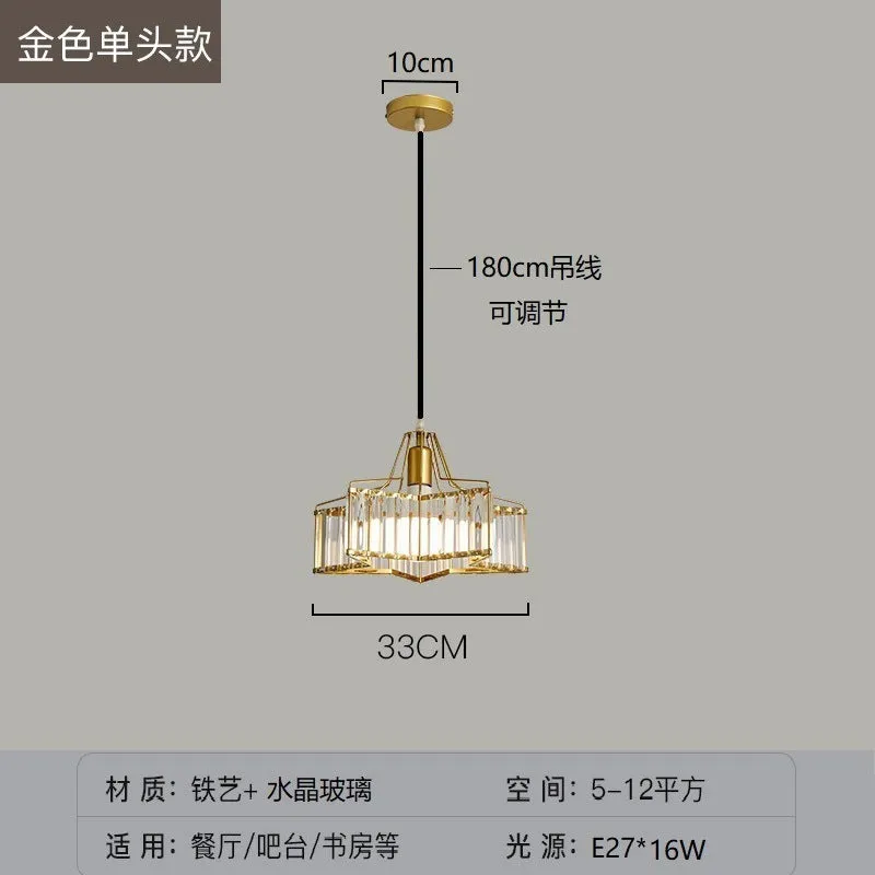 Crystal chandelier ceiling lamp in black or gold with LED light.