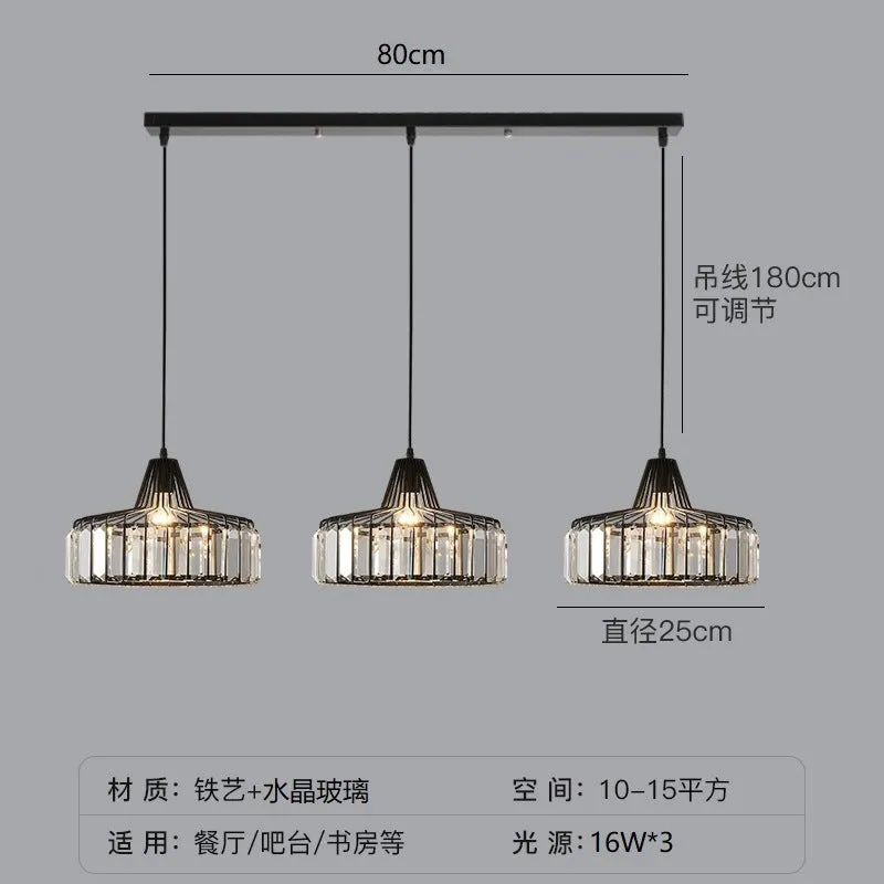 Crystal chandelier ceiling lamp in black or gold with LED light.
