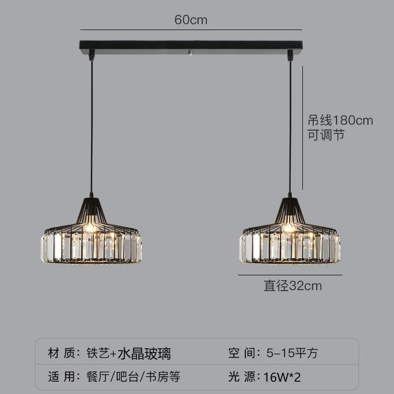 Crystal chandelier ceiling lamp in black or gold with LED light.