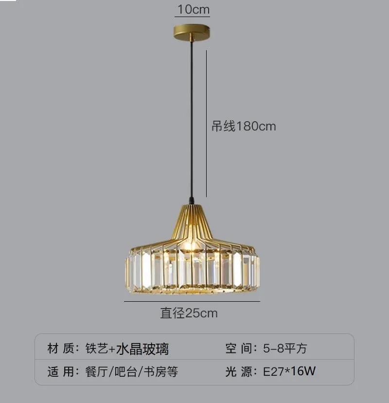 Crystal chandelier ceiling lamp in black or gold with LED light.