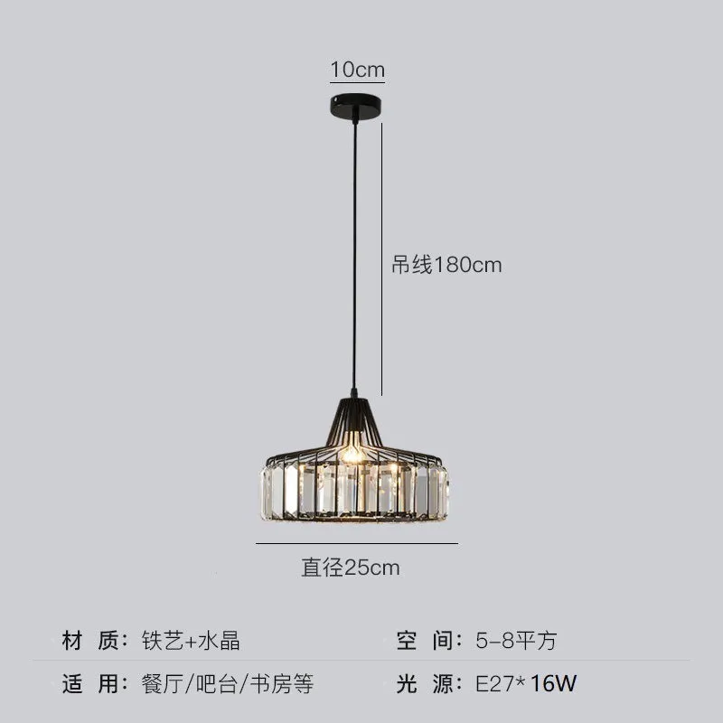 Crystal chandelier ceiling lamp in black or gold with LED light.