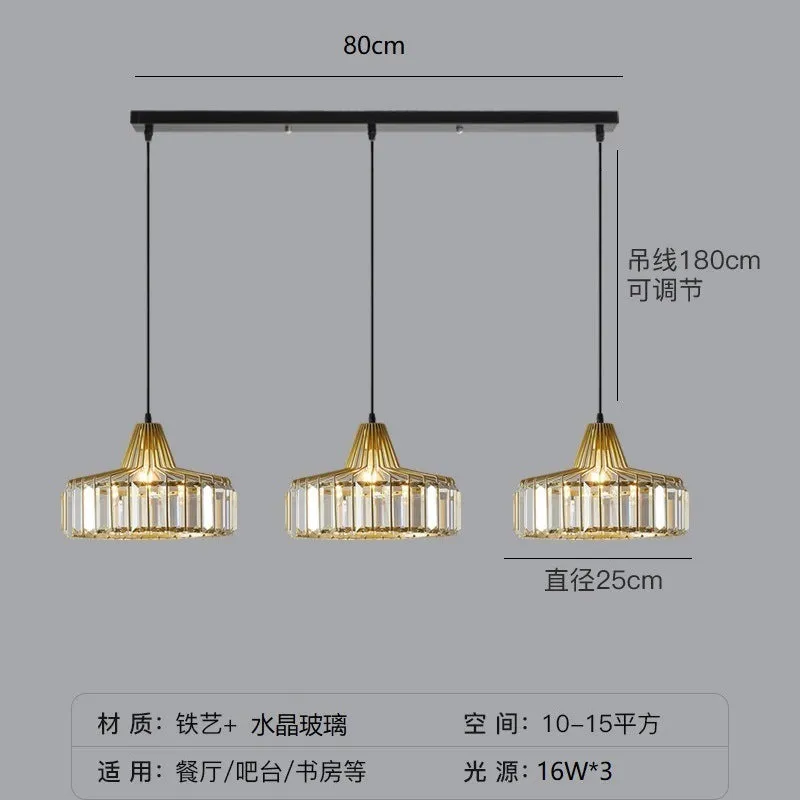 Crystal chandelier ceiling lamp in black or gold with LED light.