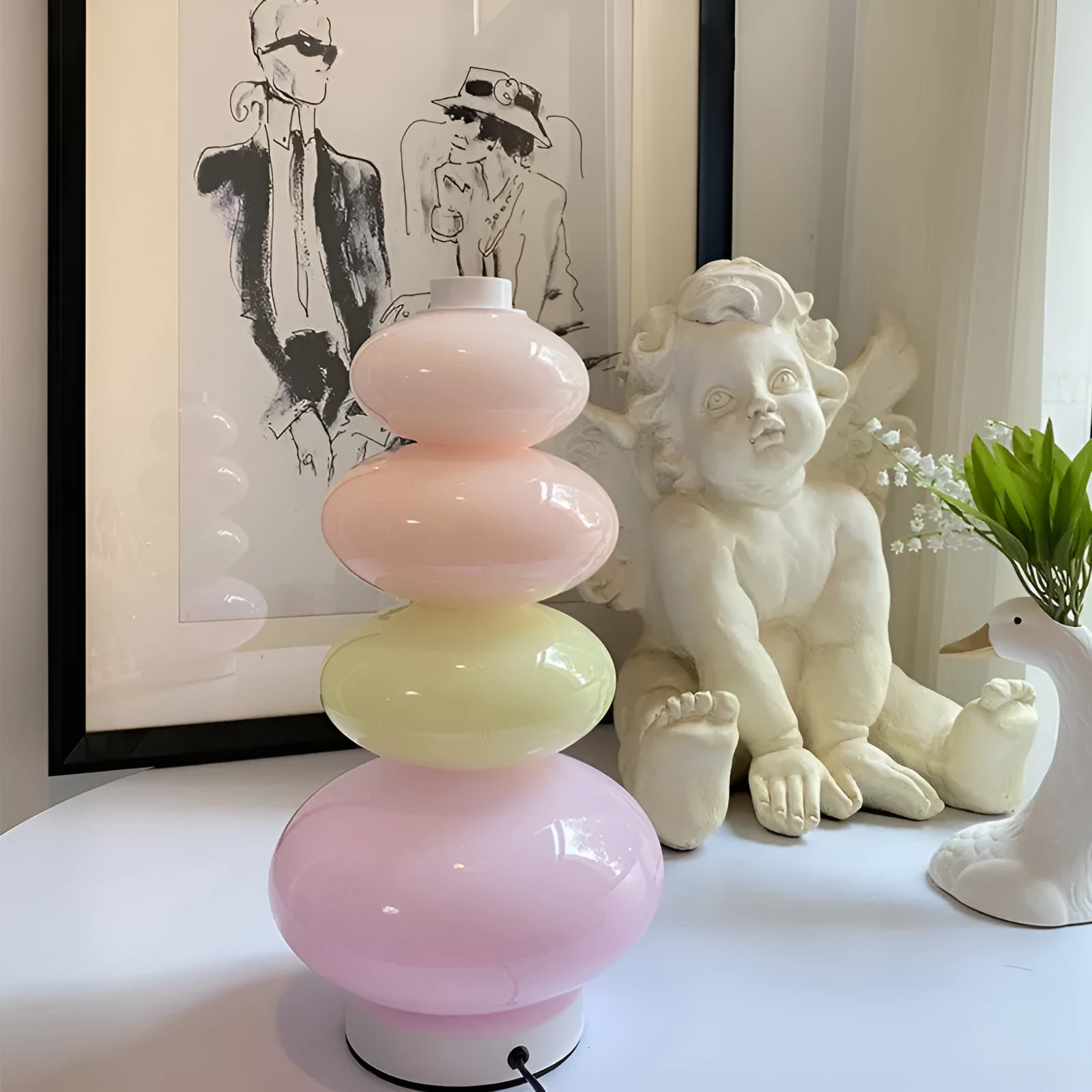 Candy String Rainbow Floor Lamp glass iron creative macaron design table lamp