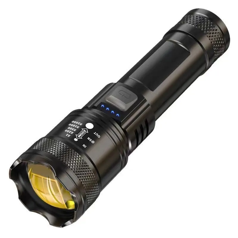 Power torch portable rechargeable super bright LED searchlight 500-metre range telescopic zoom IP55