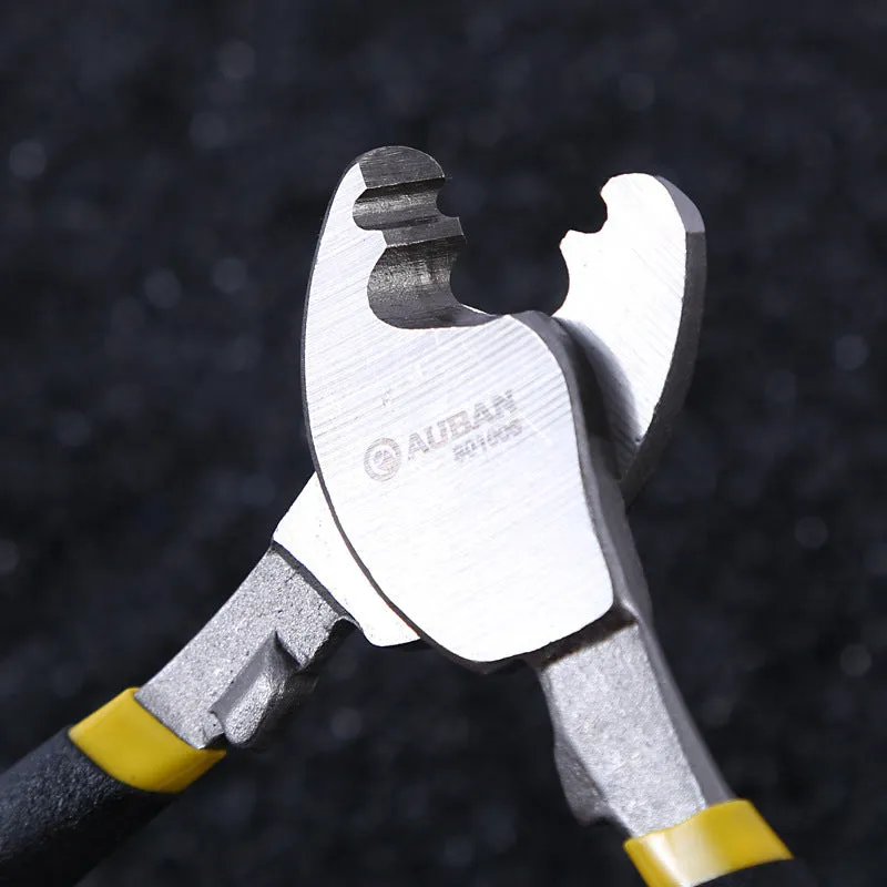 High carbon steel diagonal cable cutter with black PPR handle, oblique mouth, 10 inch size