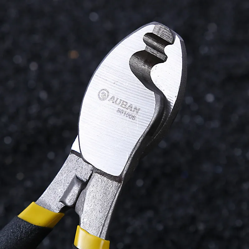 High carbon steel diagonal cable cutter with black PPR handle, oblique mouth, 10 inch size