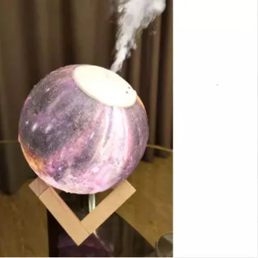 Lunar humidifier night light with 880ml water tank and touch dimming LED in three colours
