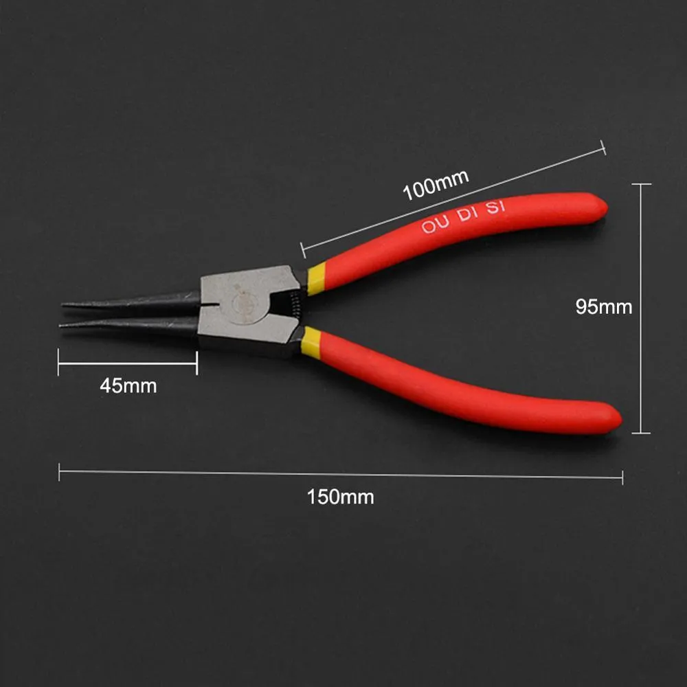 7-inch high carbon steel snap ring pliers with straight jaws for external retaining rings