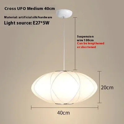 Simple fabric lantern ball chandelier with imitation silk shade, modern simplicity style, available in various diameters
