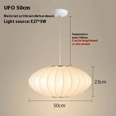 Simple fabric lantern ball chandelier with imitation silk shade, modern simplicity style, available in various diameters