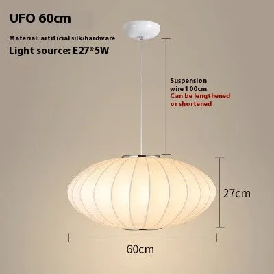 Simple fabric lantern ball chandelier with imitation silk shade, modern simplicity style, available in various diameters
