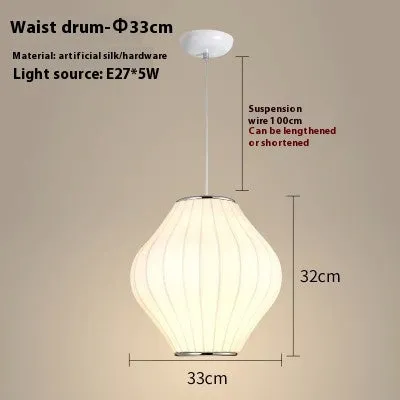 Simple fabric lantern ball chandelier with imitation silk shade, modern simplicity style, available in various diameters