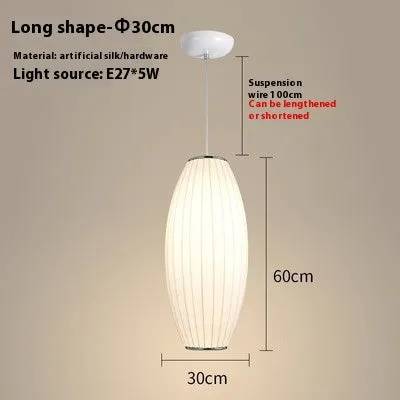 Simple fabric lantern ball chandelier with imitation silk shade, modern simplicity style, available in various diameters
