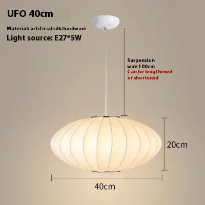 Simple fabric lantern ball chandelier with imitation silk shade, modern simplicity style, available in various diameters