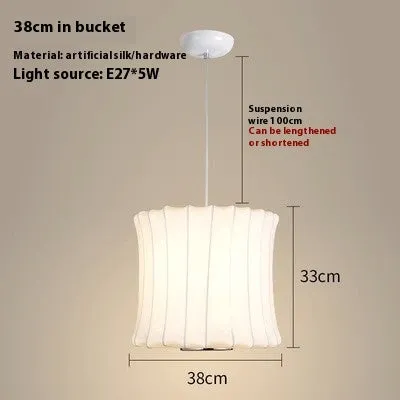 Simple fabric lantern ball chandelier with imitation silk shade, modern simplicity style, available in various diameters