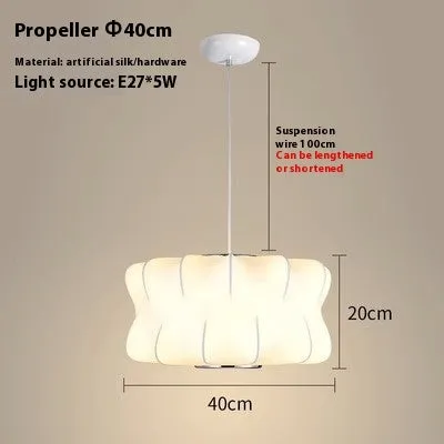 Simple fabric lantern ball chandelier with imitation silk shade, modern simplicity style, available in various diameters