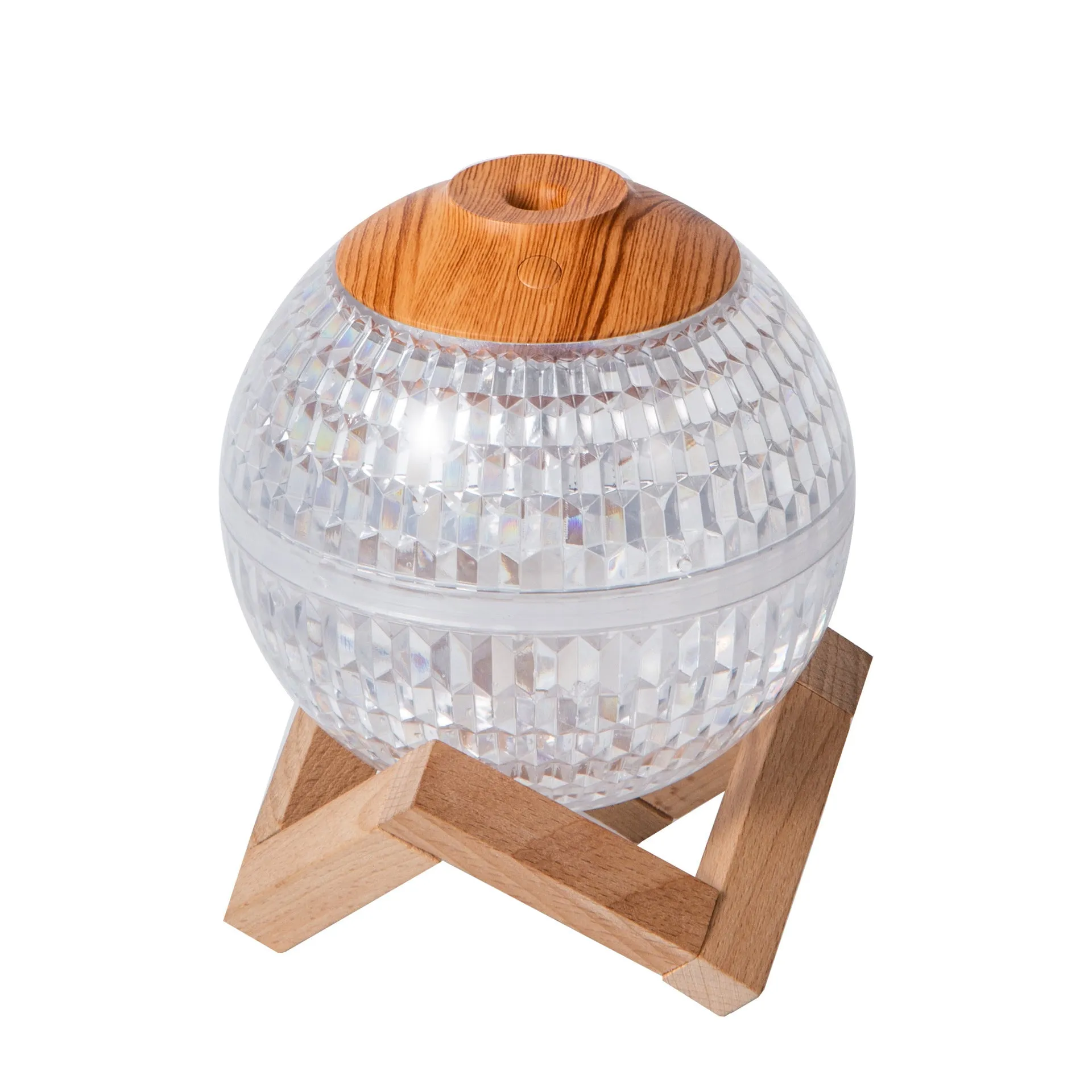 Crystal ball humidifier round 116 mm USB with atmosphere sea light on a desk