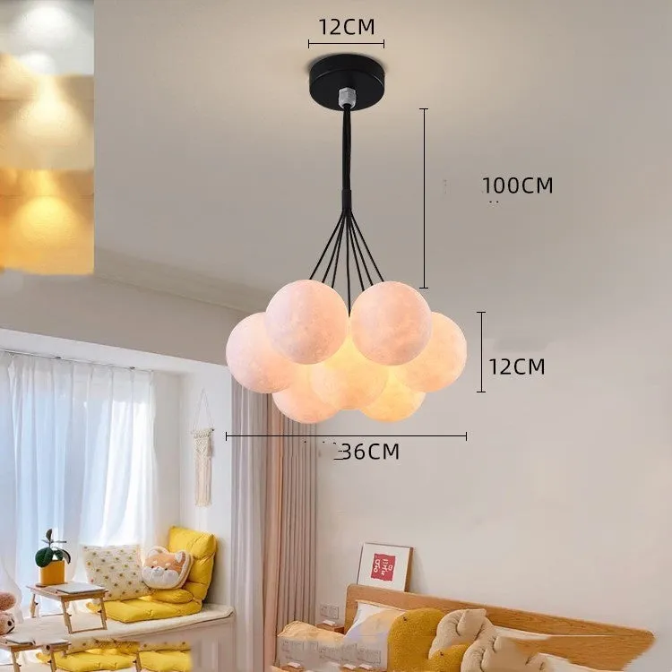 Nordic style moon bubble chandelier pendant lamp with multiple LED lights in gold or black colour options