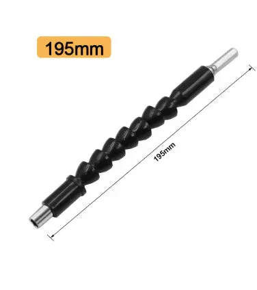 Black high speed steel electric screwdriver bits extension stick, 250MM length, with magnetic tip on a workbench