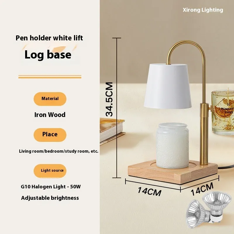 Modern simplicity fragrance lamp with pen holder white and log bottom, melting candle light effect