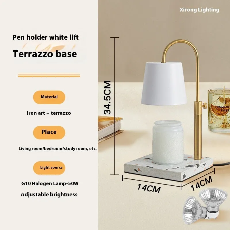 Modern simplicity fragrance lamp with pen holder white and log bottom, melting candle light effect