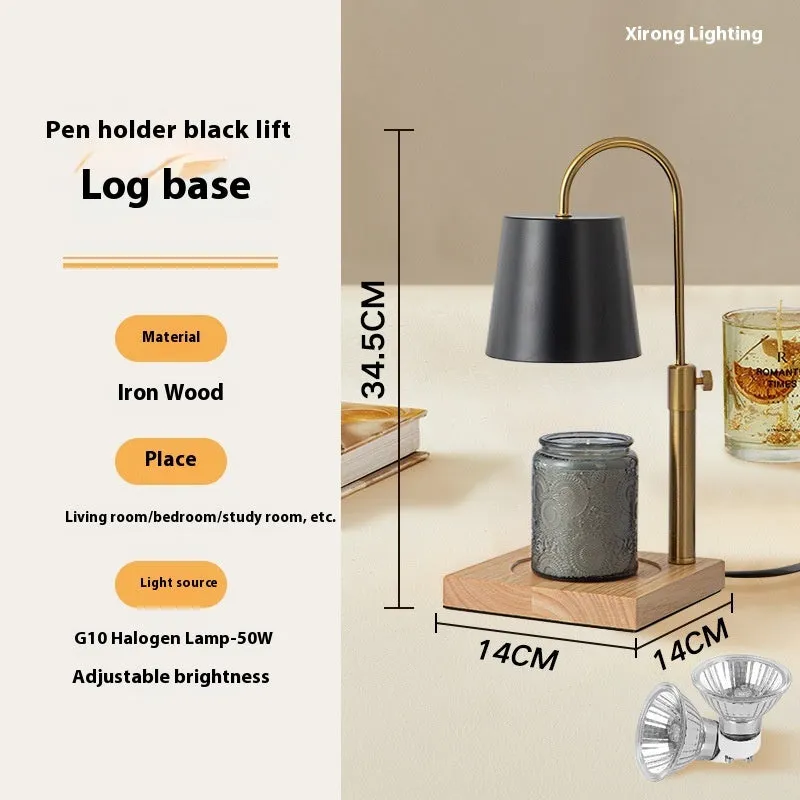 Modern simplicity fragrance lamp with pen holder white and log bottom, melting candle light effect