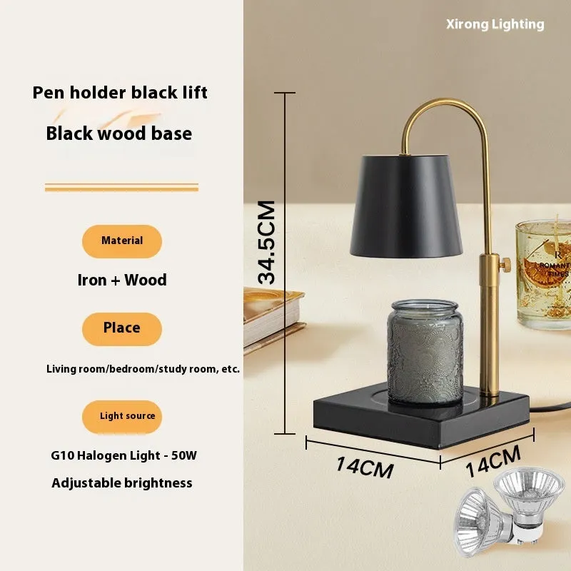 Modern simplicity fragrance lamp with pen holder white and log bottom, melting candle light effect
