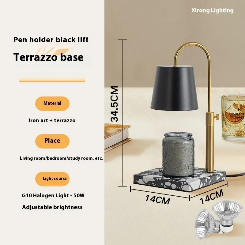 Modern simplicity fragrance lamp with pen holder white and log bottom, melting candle light effect