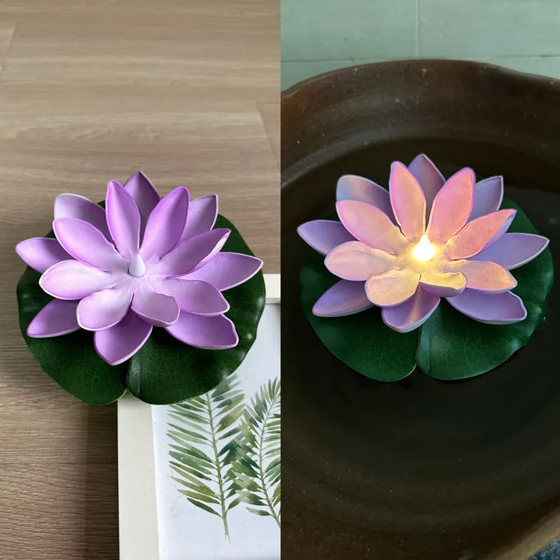 Floating water induction lotus night lamp 10cm pink colour waterproof plastic LED lantern