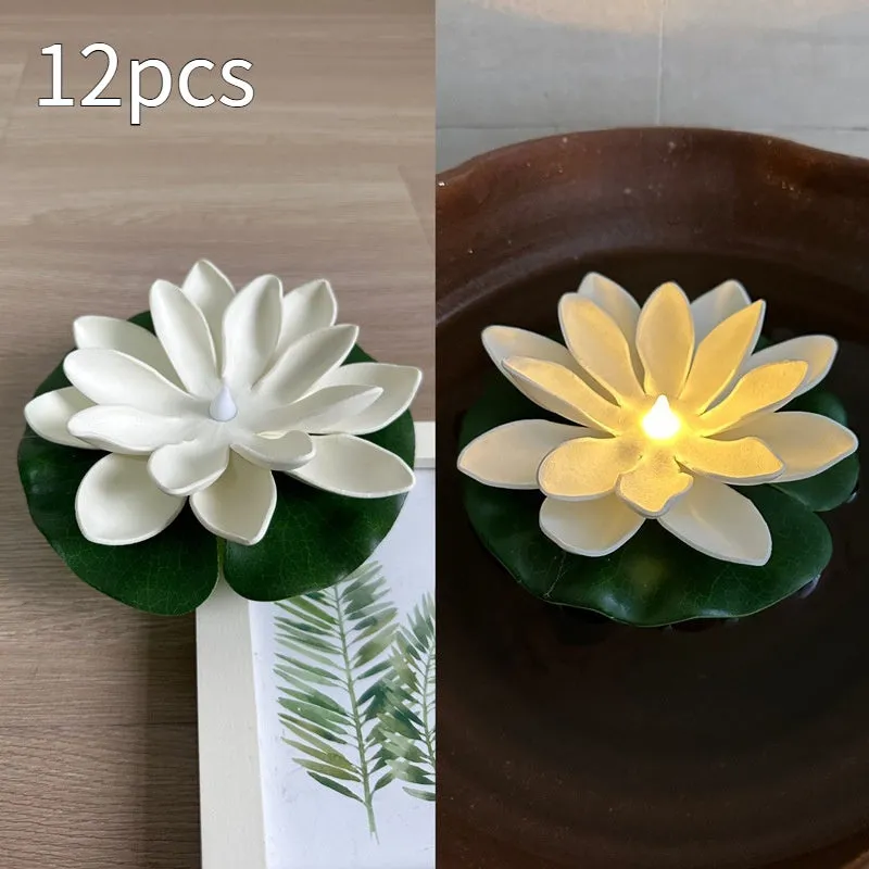Floating water induction lotus night lamp 10cm pink colour waterproof plastic LED lantern