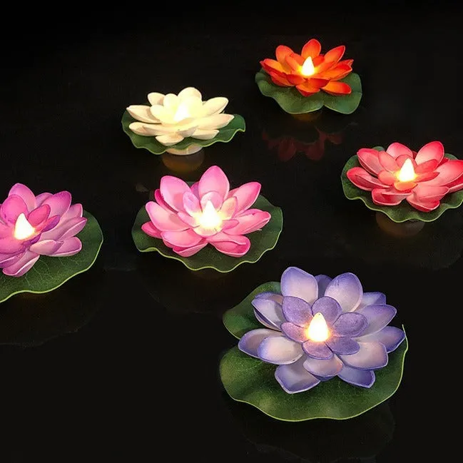 Floating water induction lotus night lamp 10cm pink colour waterproof plastic LED lantern