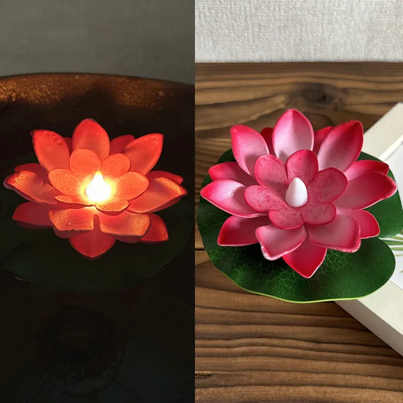 Floating water induction lotus night lamp 10cm pink colour waterproof plastic LED lantern