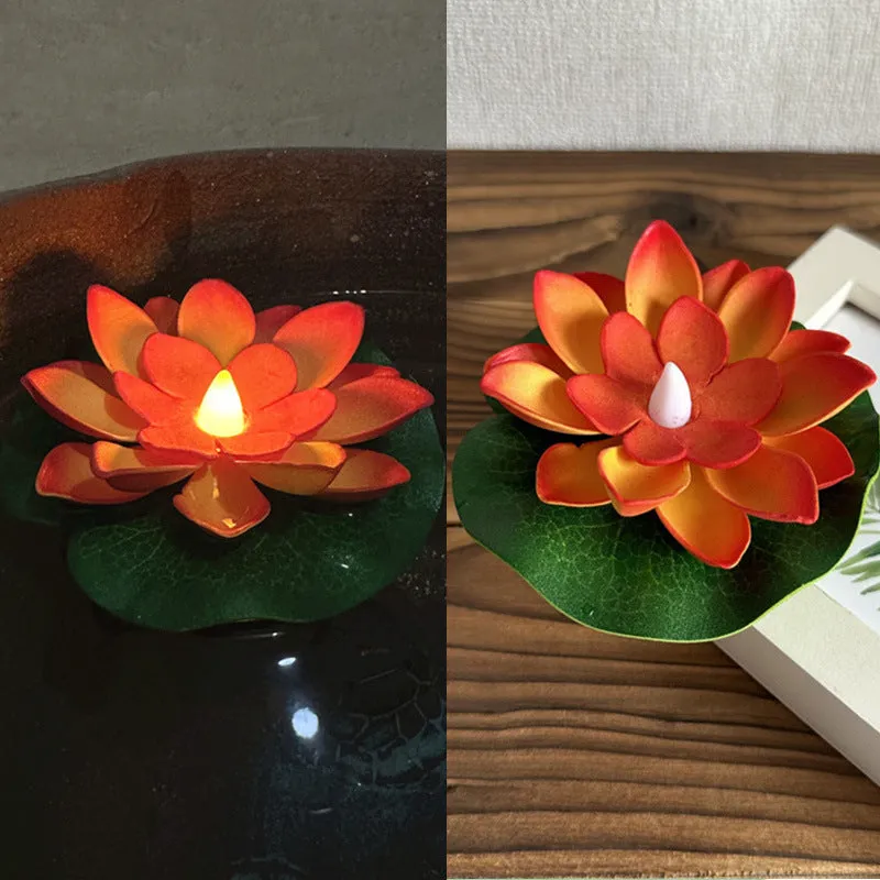 Floating water induction lotus night lamp 10cm pink colour waterproof plastic LED lantern