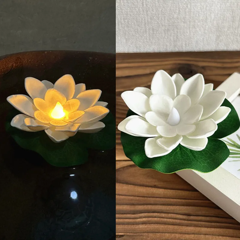Floating water induction lotus night lamp 10cm pink colour waterproof plastic LED lantern