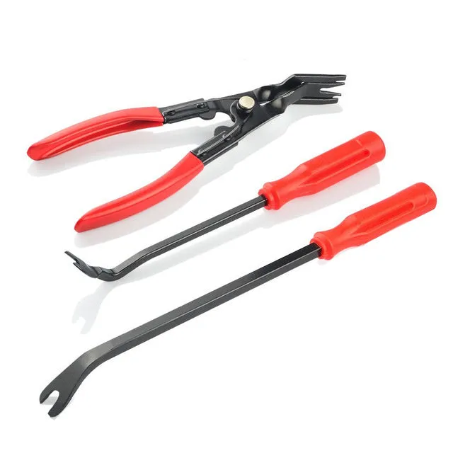 Red car audio removal tool kit for GM series vehicles in multiple pack sizes from 11 to 456 pieces with OPP bag packaging