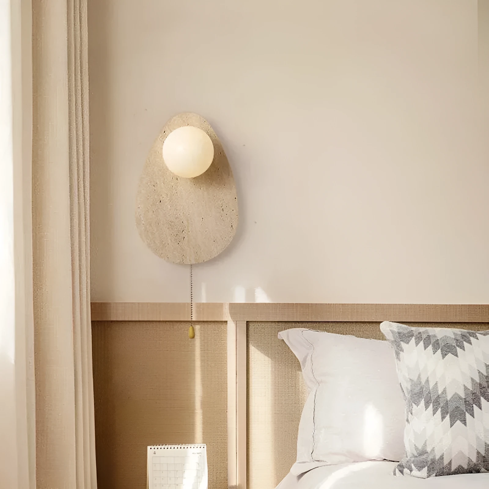 Yellow cave stone marble LED wall lamp with warm white light for bedroom bedside background