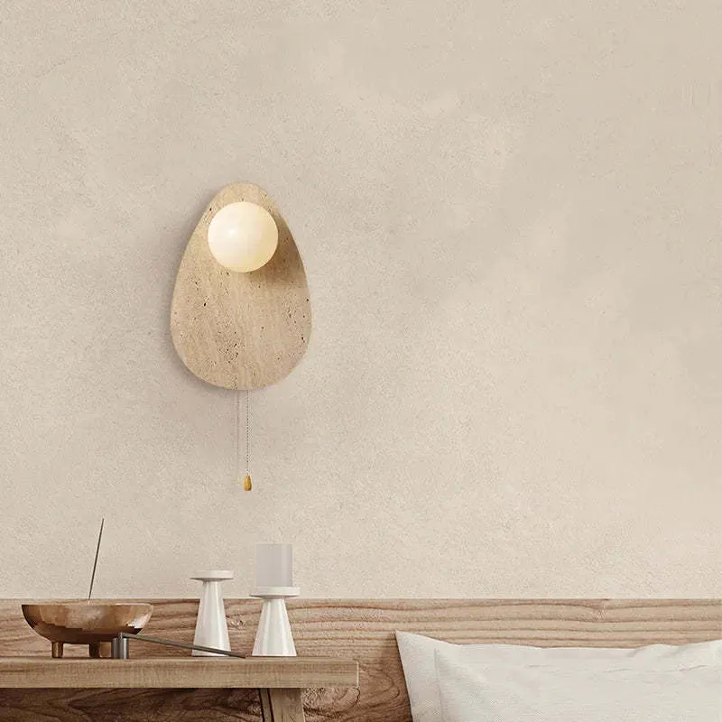 Yellow cave stone marble LED wall lamp with warm white light for bedroom bedside background