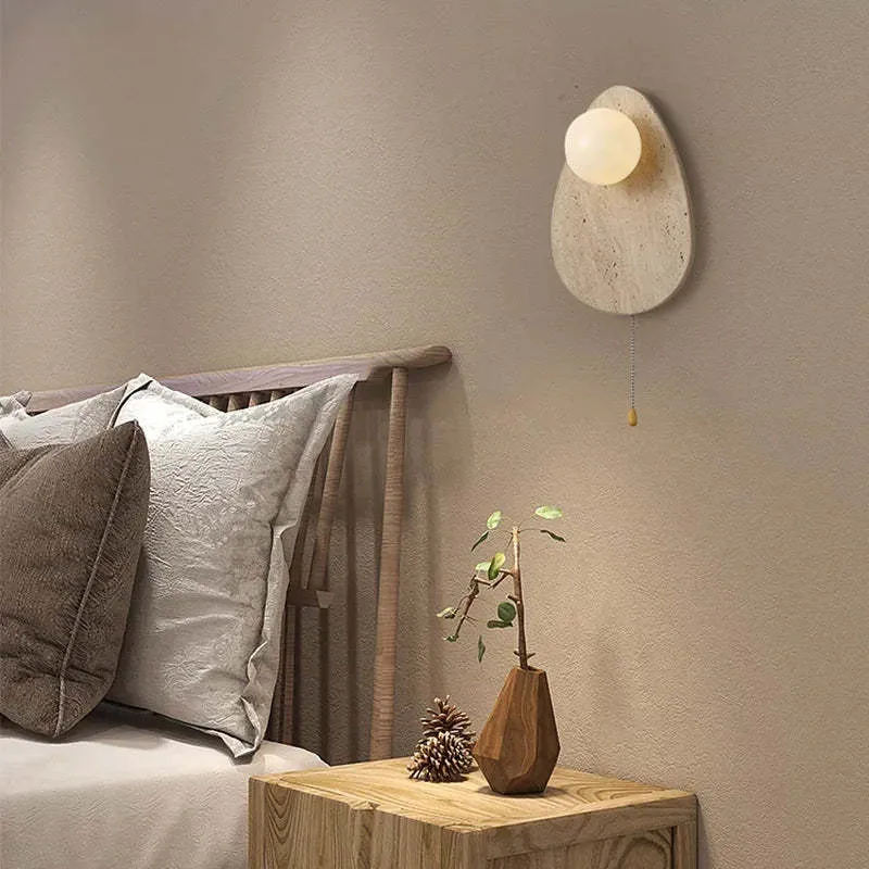 Yellow cave stone marble LED wall lamp with warm white light for bedroom bedside background