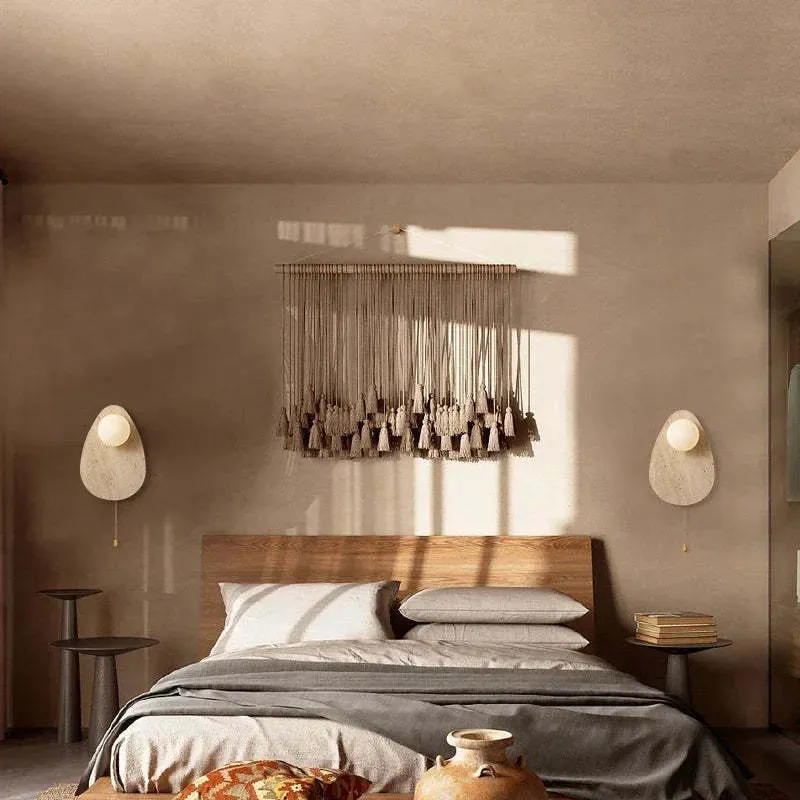 Yellow cave stone marble LED wall lamp with warm white light for bedroom bedside background