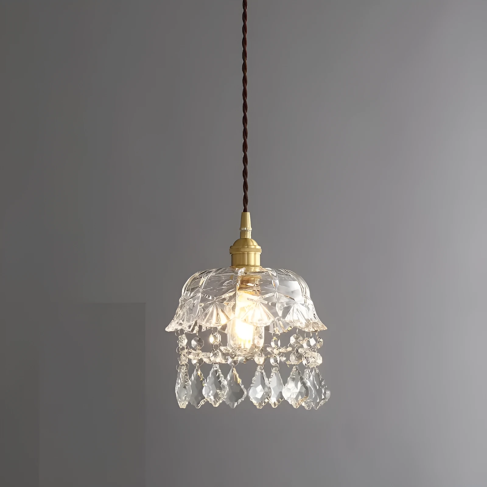 Modern crystal glass ceiling lamp with warm light for porch corridor bedside