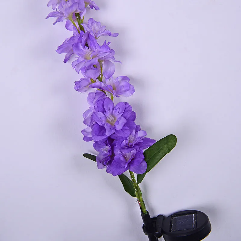 Solar LED violet lawn light with ABS housing and stainless steel pole for outdoor garden use