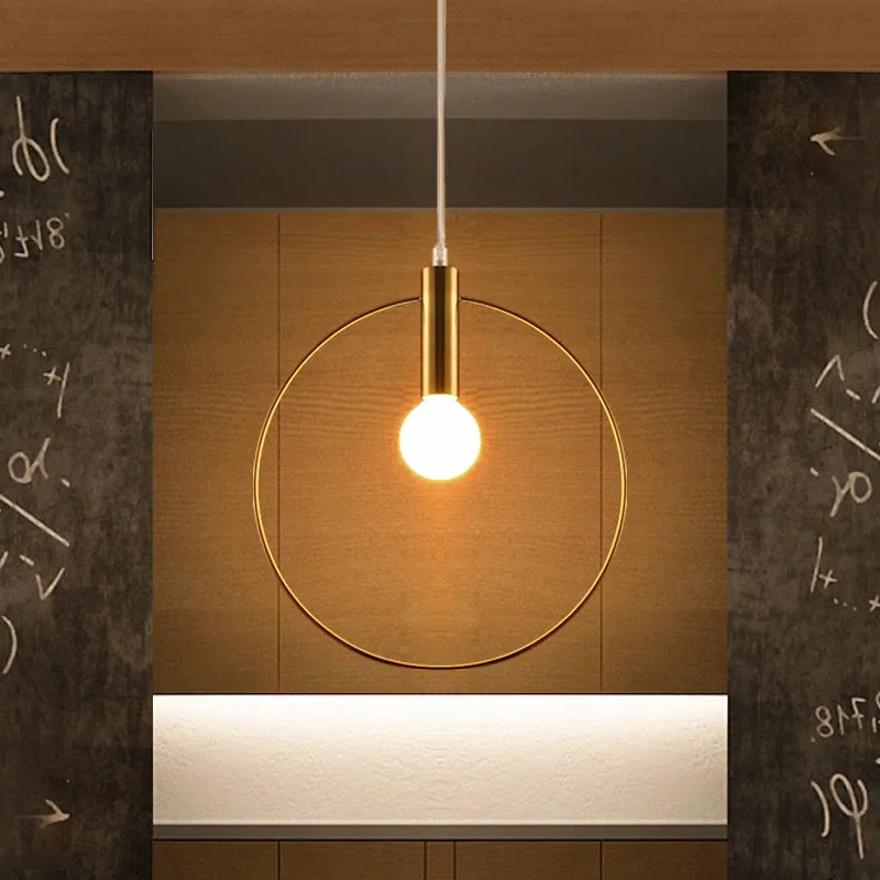 Gold wrought iron post-modern chandelier with single light, 200mm diameter, matte finish