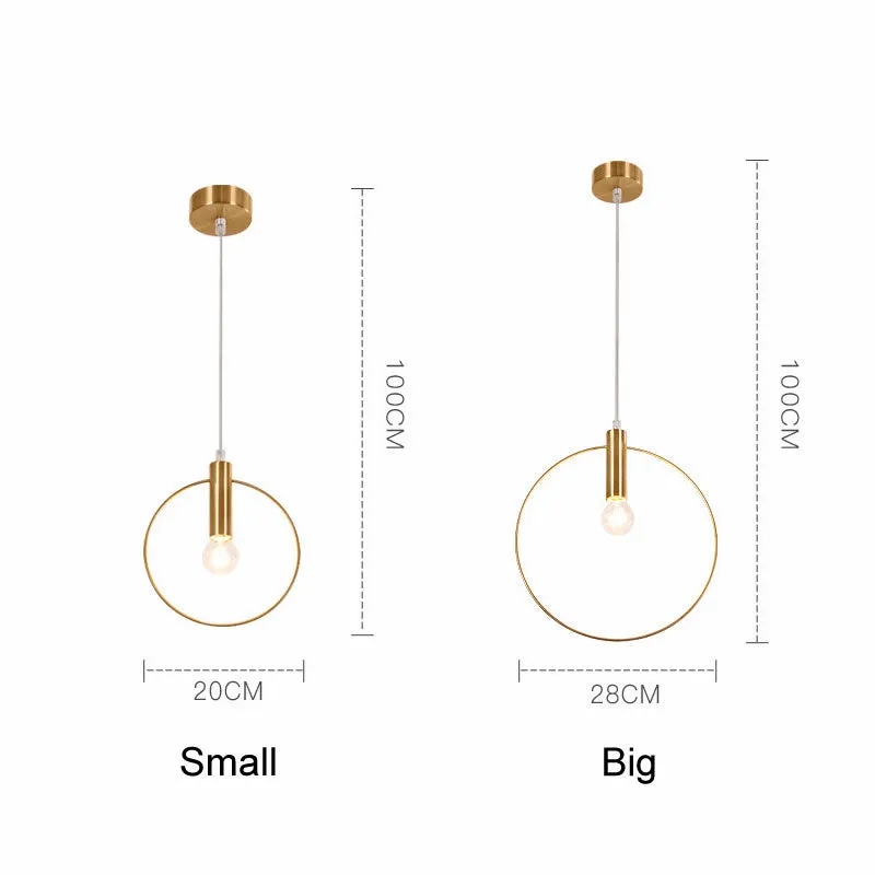 Gold wrought iron post-modern chandelier with single light, 200mm diameter, matte finish