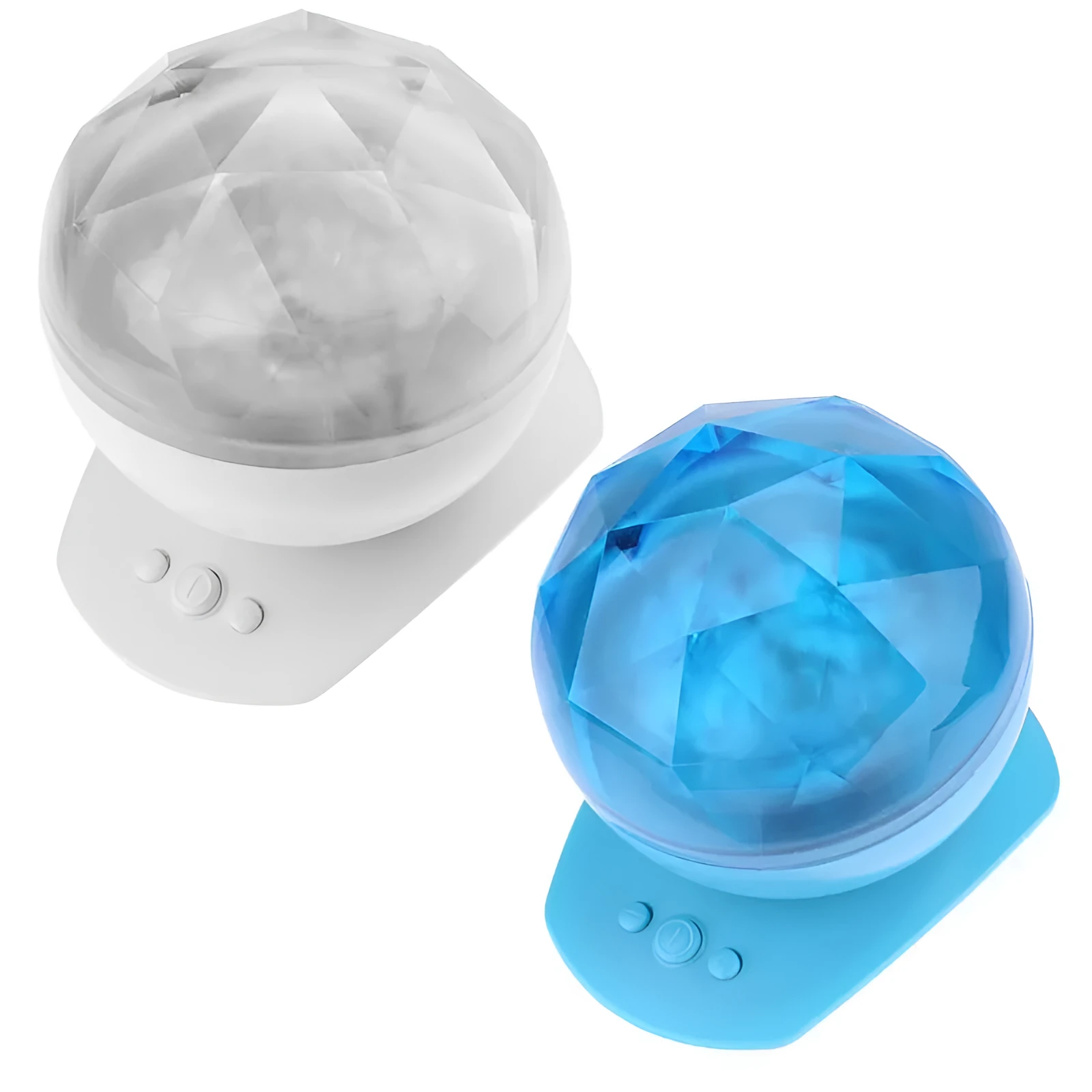 Colour LED night light diamond shape northern lights projector in blue and white ABS plastic