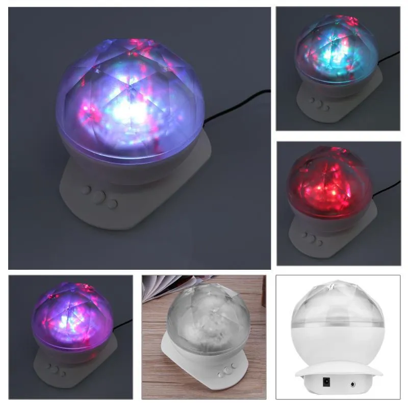 Colour LED night light diamond shape northern lights projector in blue and white ABS plastic