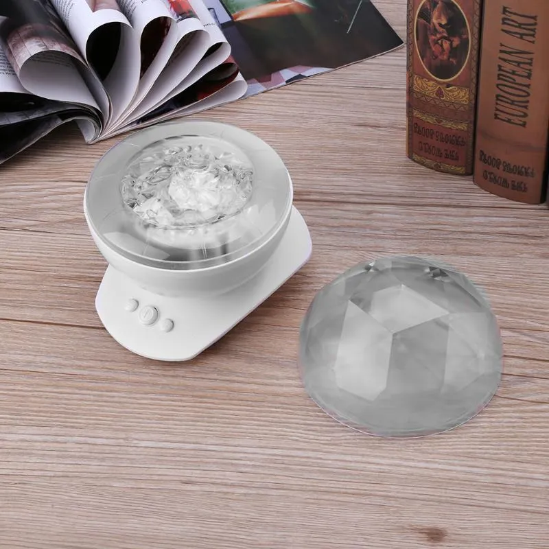Colour LED night light diamond shape northern lights projector in blue and white ABS plastic