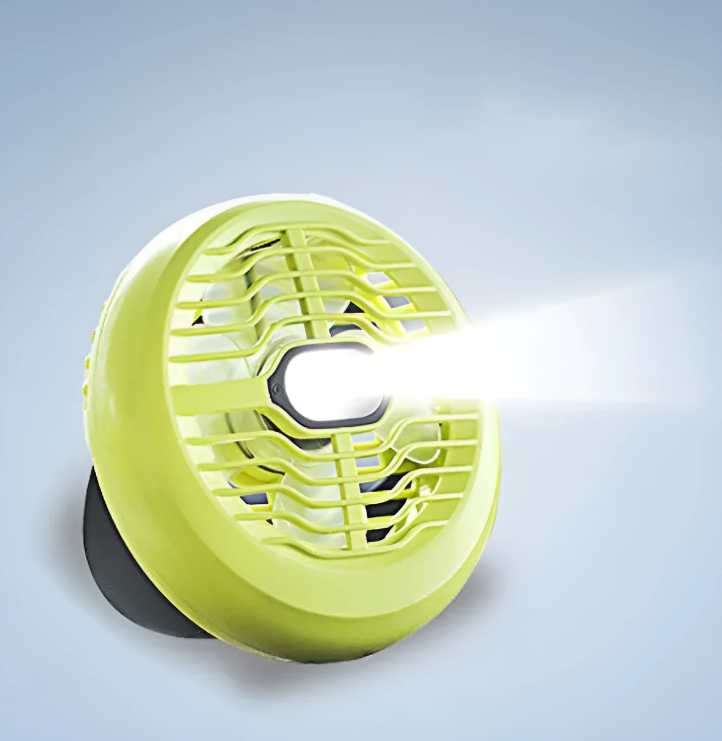 Portable camping fan light with hook, yellow ABS housing, super bright LED lamp and fan