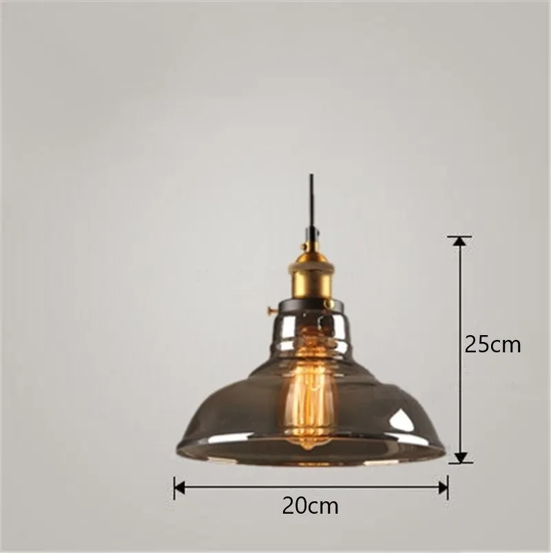 Nordic industrial glass chandelier in amber with adjustable 1.2m height