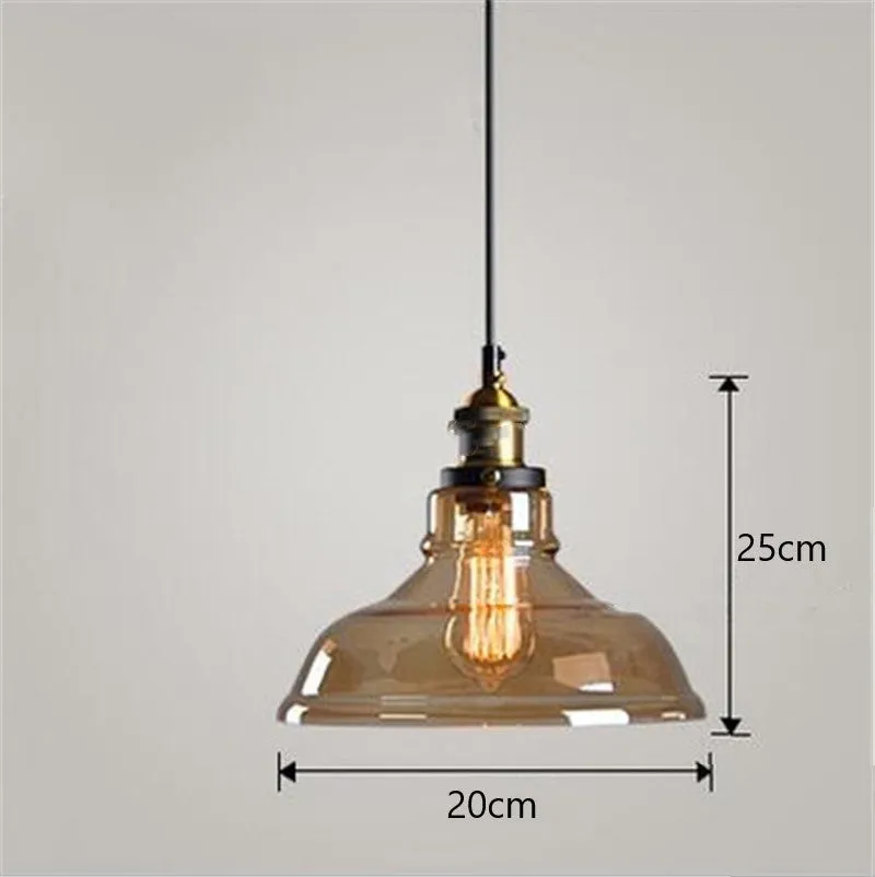 Nordic industrial glass chandelier in amber with adjustable 1.2m height